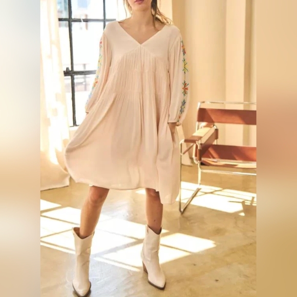 Davi & Dani Polka Dot Puff Sleeves Waist Tie Midi Dress main image 0